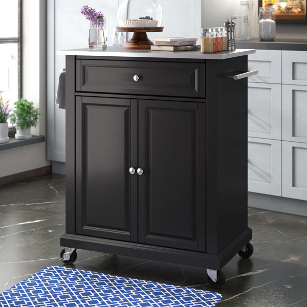 Three Posts™ Hedon Kitchen Cart with Stainless Steel Top & Reviews